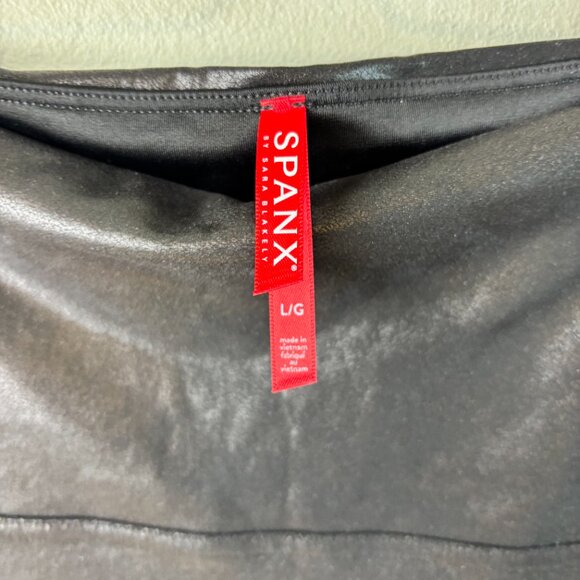 Spanx Faux Leather Leggings Black Size L Shaping High Rise Baddie Athleisure - Picture 4 of 6